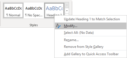 Modify Style in popup Word for Microsoft 365 Modify Style in popup Word 365