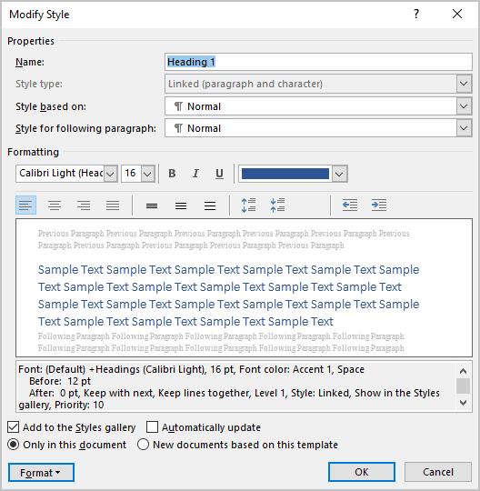 Modify Style in Word for Microsoft 365 Modify Style in Word 365