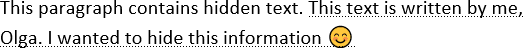 Hidden text in Word 2016