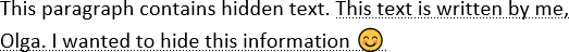 Hidden text in Word 365