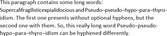 Optional hyphens in Word 2016