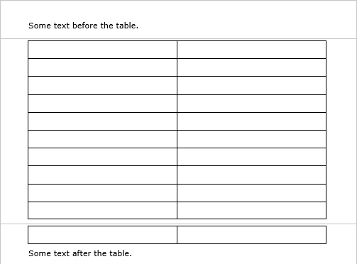 Splitted large table in Word 365