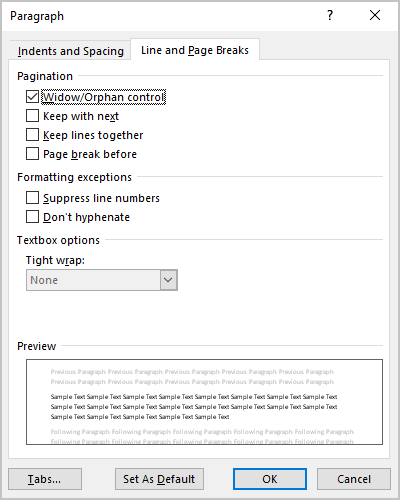 Pagination in Word for Microsoft 365 Pagination in Word 365
