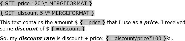 The second example of the formula in Word 2016