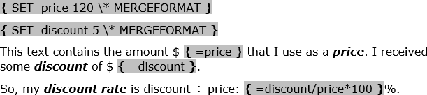 The second example of the formula in Word 365