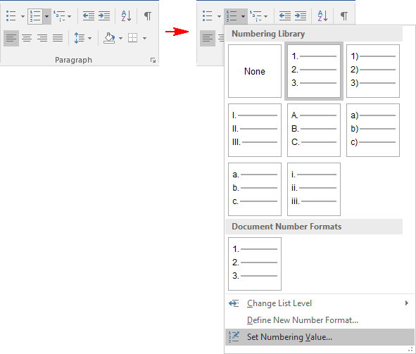 ms word command for bullet point