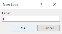 The New Label dialog box in Word 2016