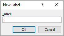 The New Label dialog box in Word 365