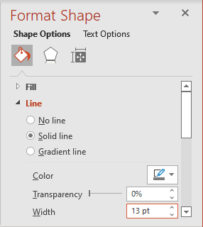 Solid line in Format Shape pane PowerPoint 365