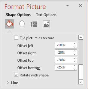 Settings in the Format Picture pane PowerPoint for Microsoft 365 Settings in the Format Picture pane PowerPoint 365