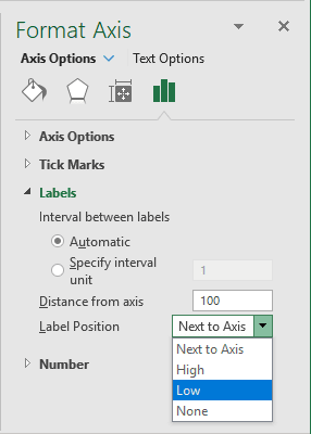 Format Labels in Excel 2016