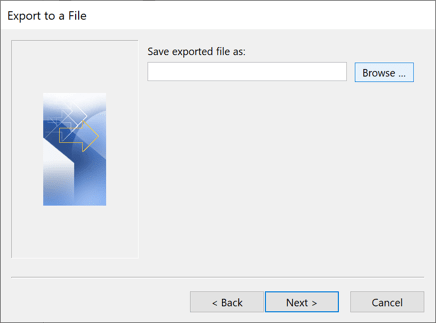 Save exported file as in Outlook 2016