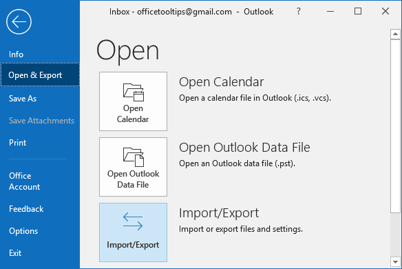 Import/Export in Microsoft 365 Import/Export in Outlook 365
