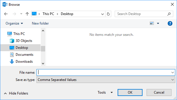 Browse dialog box in Microsoft 365 Browse dialog box in Outlook 365