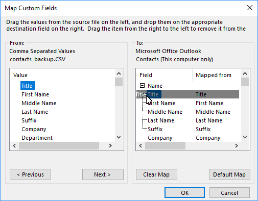 Map Custom Fields in Outlook 365