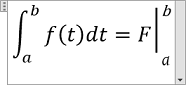 The Newton-Leibnitz formula in Word 2016