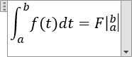 The standard Newton-Leibnitz formula in Word 365