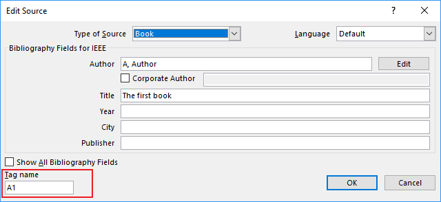 Edit Source in Word 2016