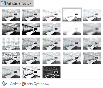 Artistic Effects drop-down list in PowerPoint 365