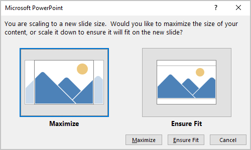 Scaling options in PowerPoint 365