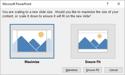 Scaling options in PowerPoint for Microsoft 365 Scaling options in PowerPoint 365