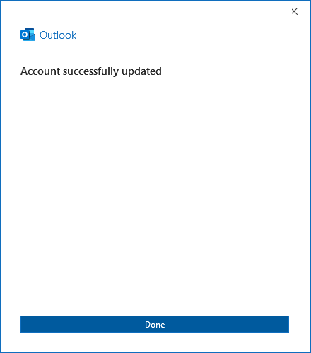 Account successfully updated in Outlook 365