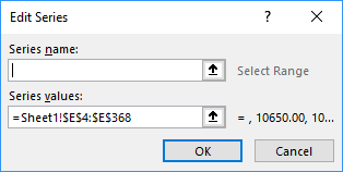 Edit Series dialog box in Excel 2016