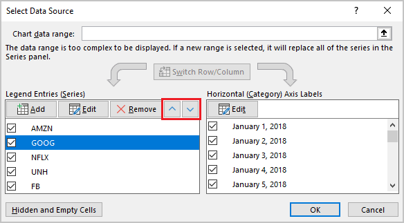 Select Data Source dialog box in Excel 365