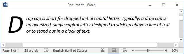 drop cap in word document