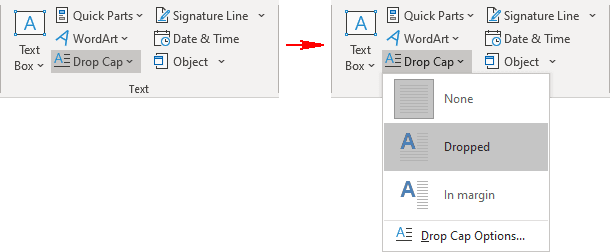 Drop Cap list in Word 365