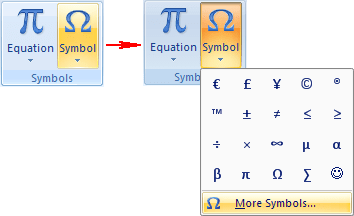Insert Symbols in Word 2007