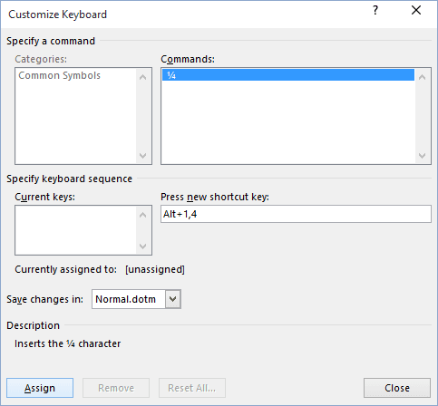 Customize Keyboard in Word 2016