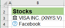 Stocks data in Excel 365
