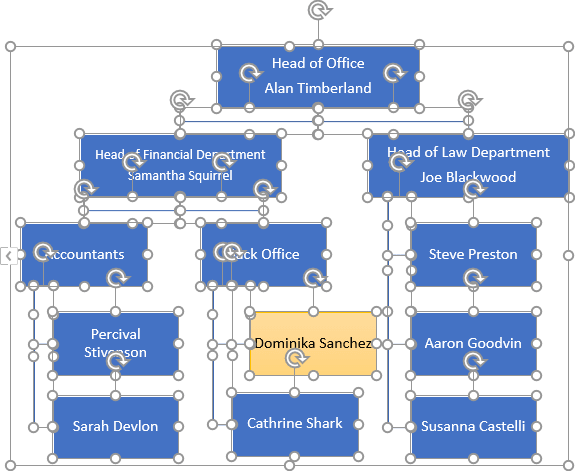 Selected shapes in Word 2016