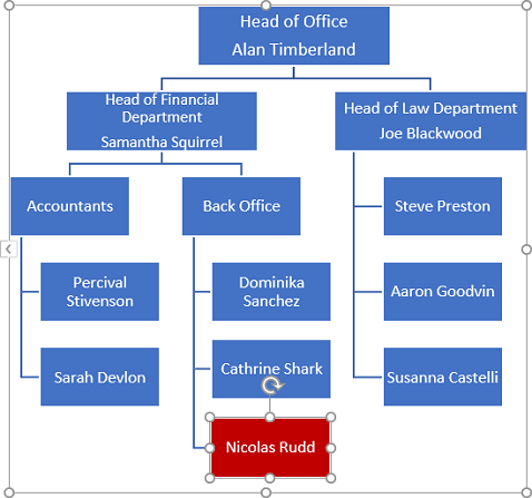 Move down the shape to reassign in Word 2016