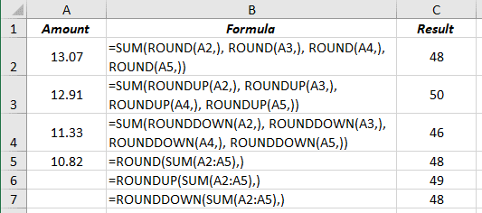 The order of rounding in Excel 2016