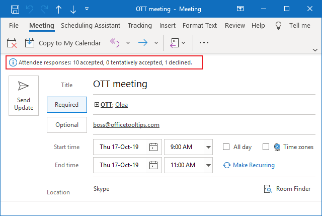 Attendee responses in Outlook for Microsoft 365 Attendee responses in Outlook 365