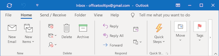 The Ribbon display in Touch Mode in Outlook for Microsoft 365 The Ribbon display in Touch Mode in Outlook 365