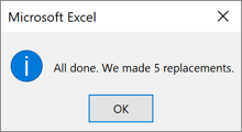 Microsoft message in Excel 2016
