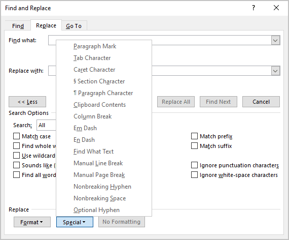 Replace special character in Word 365 Replace special character in Word 365