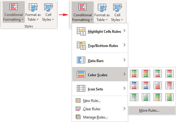 Color Scales of Conditional Formatting in Excel 365