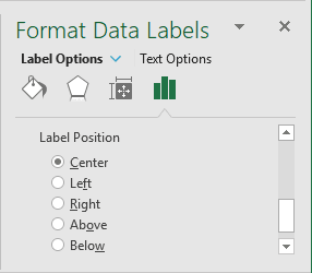 Format Data Labels pane in Excel 2016