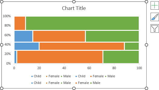 The Mosaic plot with separators in Excel for Microsoft 365 The Mosaic plot with separators in Excel 365