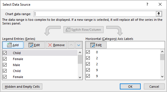 Select Data Source dialog box in Excel for Microsoft 365 Select Data Source dialog box in Excel 365