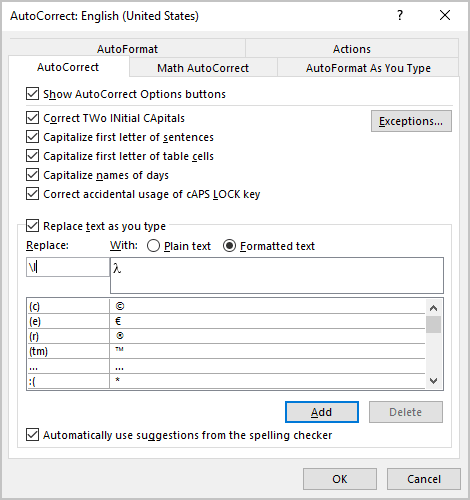 where is theta in microsoft word symbols