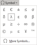 The lambda in Symbols Word for Microsoft 365 The lambda in Symbols Word 365