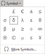 The delta in Symbols Word for Microsoft 365 The delta in Symbols Word 365