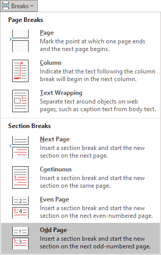 Odd Page break in Word for Microsoft 365 Odd Page break in Word 365