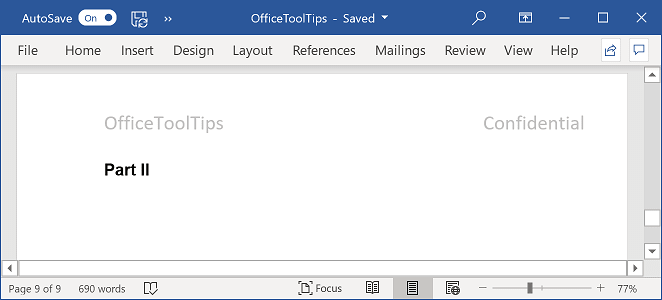New part of a document on an odd page in Word 365