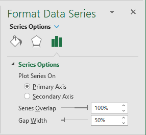 Gap Width in Format Data Series Excel 2016
